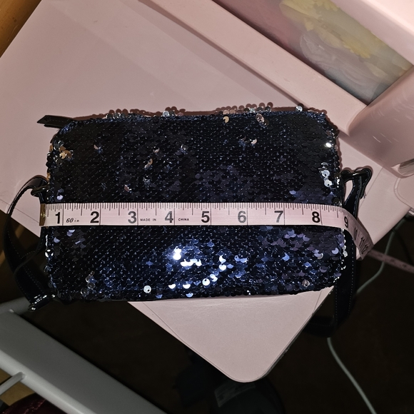 Charming Charlies sequins embellished Frost Blue Cross Body Bag. - Picture 2 of 6
